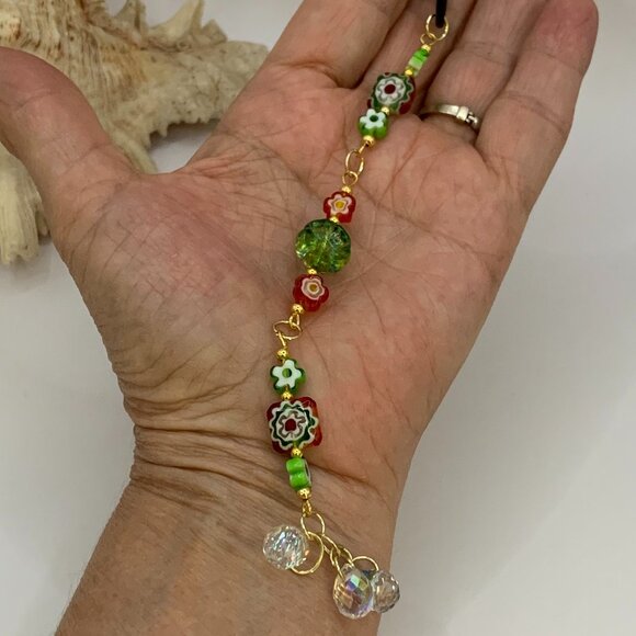 Flowers Beaded Car Rearview Mirror Suncatcher Prism Charm Gift Handmade CC103 - Picture 3 of 3